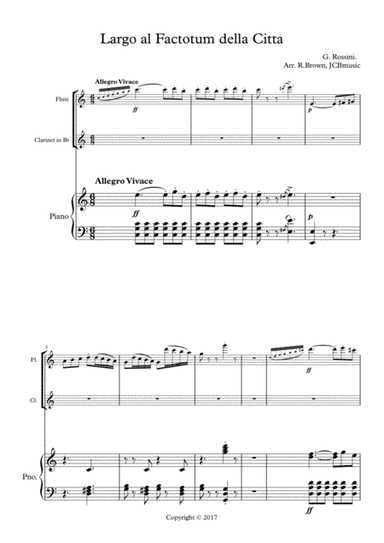 Largo al factotum for piano,flute and Bb clarinet (arr. R.Brown, JCBmusic)