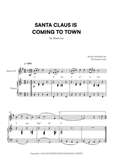 Santa Claus Is Coming To Town (arr. Cadenza Editions)