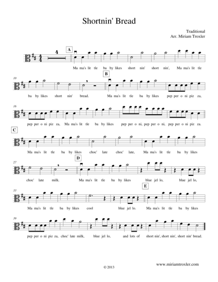 Shortnin' Bread (arr. Miriam Troxler)