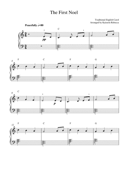 The First Noel (easy version) (arr. Kaiserin Rebecca)