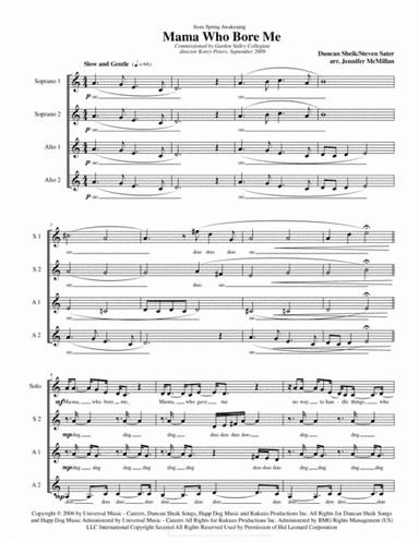 Mama Who Bore Me (arr. Jennifer McMillan)
