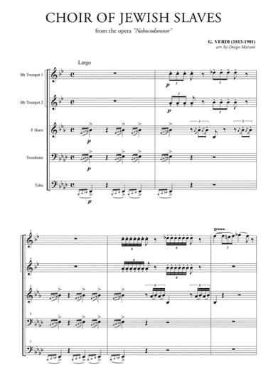 Choir of the Jewish Slaves for Brass Quintet (arr. Diego Marani)