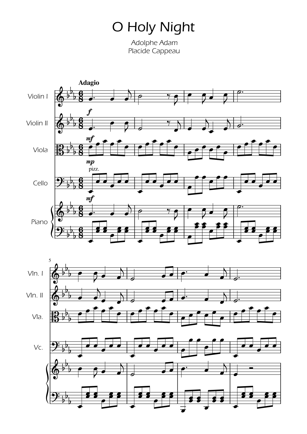 O Holy Night - String Quartet w/ Piano (arr. Ygor Nunes)