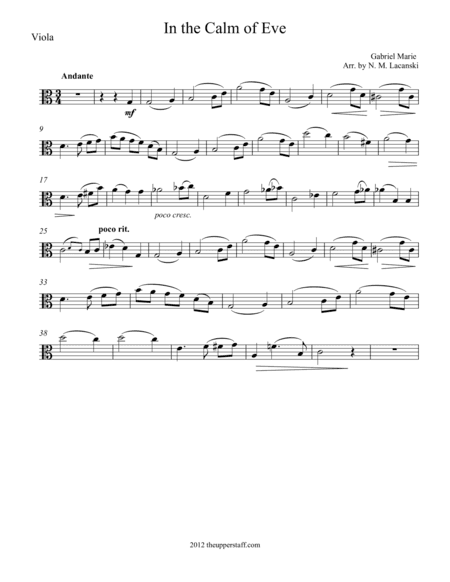 In the Calm of Eve (arr. Nick Lacanski)