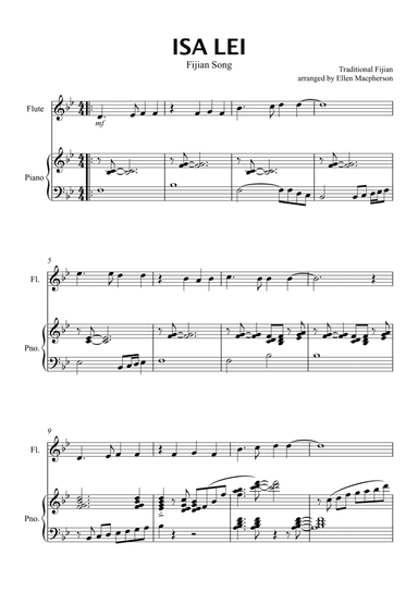 ISA LEI for JAZZ FLUTE and PIANO (arr. Ellen Macpherson)