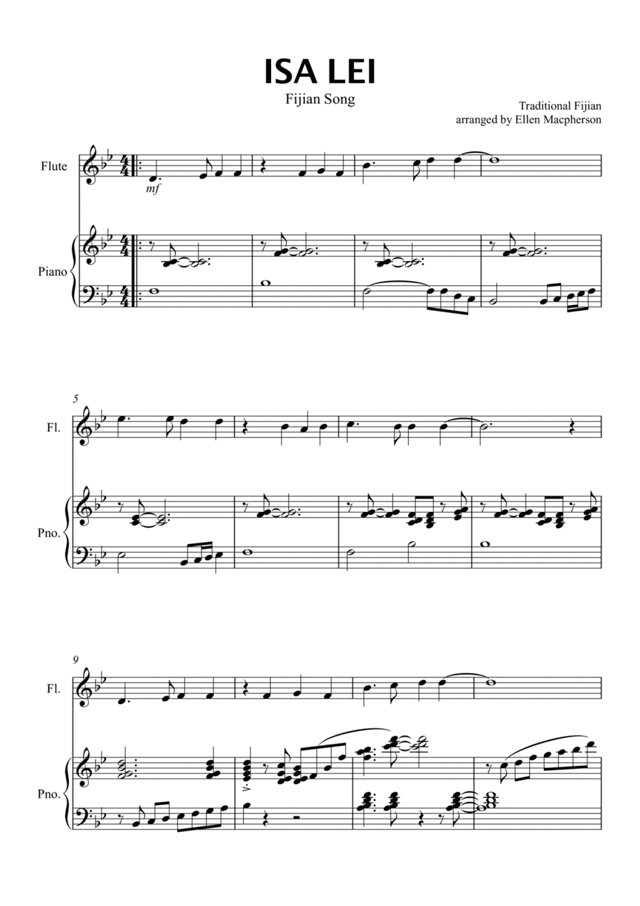 ISA LEI for JAZZ FLUTE and PIANO (arr. Ellen Macpherson)