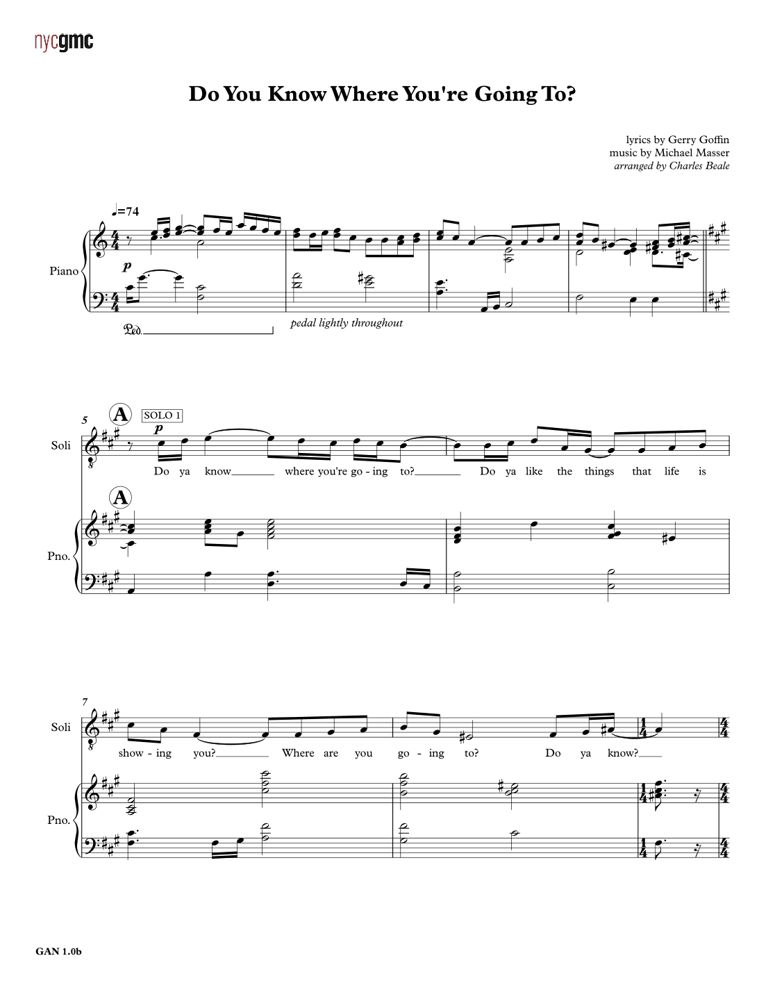 Do You Know Where You're Going To? (arr. Charles Beale)