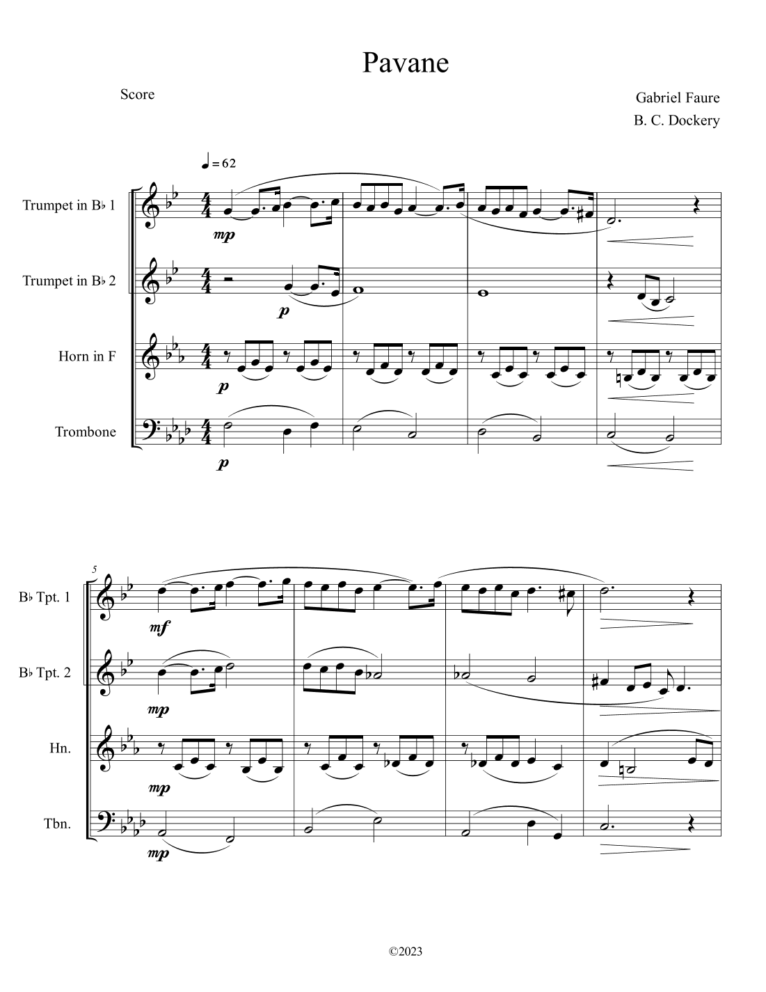 Pavane (Brass Quartet) (arr. B. C. Dockery)
