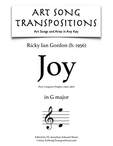 Joy (arr. ArtSongTranspositions.com)