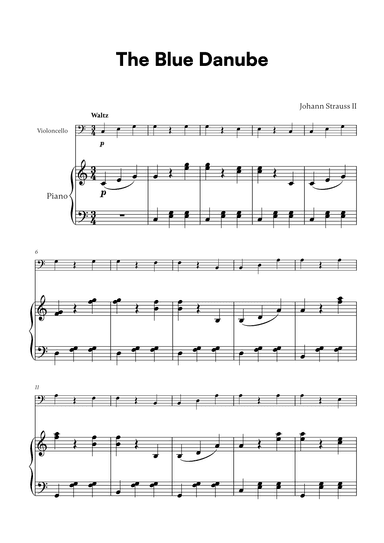 Johann Strauss II - The Blue Danube for Cello and Piano (arr. Cadenza Editions)