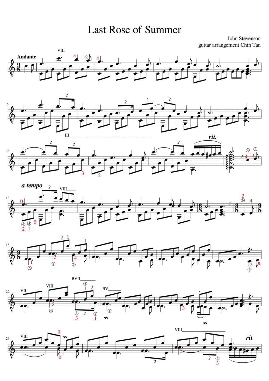 Last Rose of Summer (arr. Chin Tan)