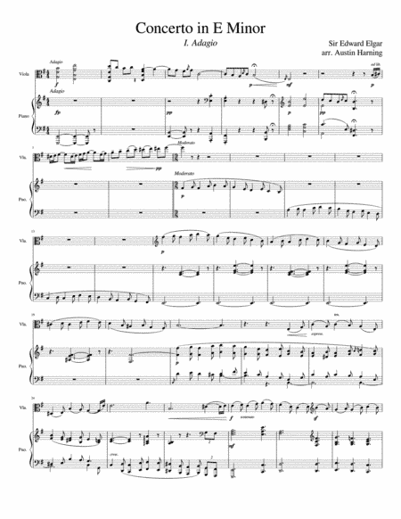 Elgar's Cello Concerto in E Minor, for Viola & Piano (arr. Austin Harning)