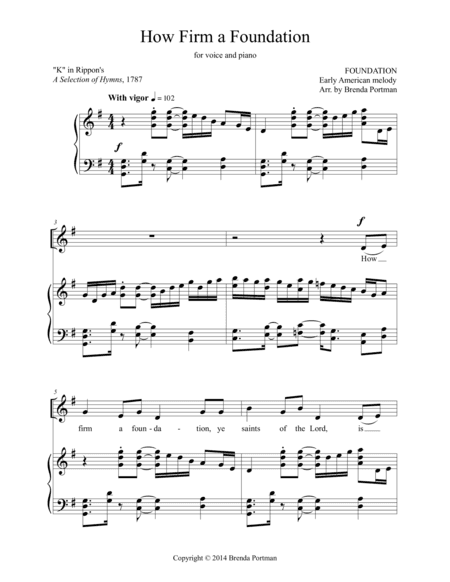 How Firm a Foundation (FOUNDATION), High Voice, arr. Brenda Portman (arr. Brenda Portman)