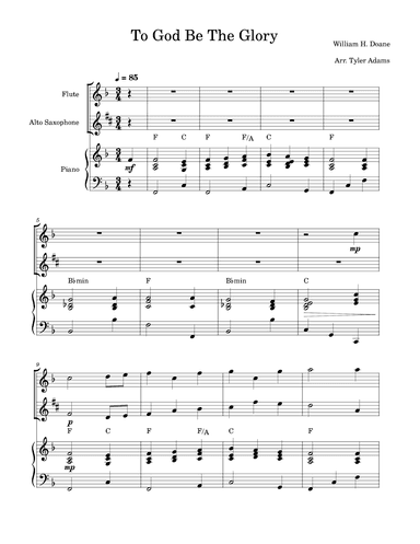 To God Be The Glory (Flute and Alto Sax Duet with Piano) (arr. Tyler Adams)