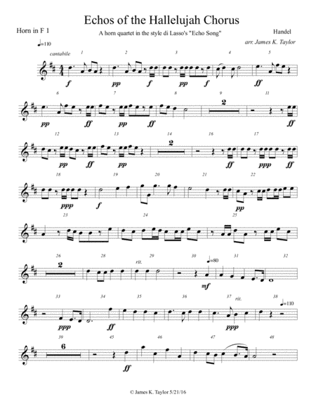 Echos of the Hallelujah Chorus in the style of di Lasso's "Echo Song" (arr. James K. Taylor)