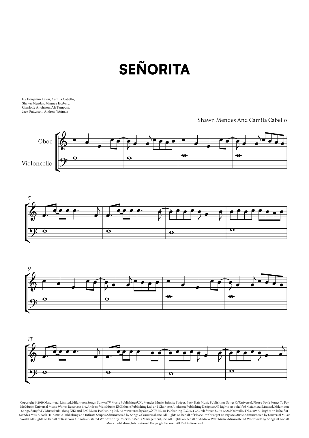 Señorita (arr. Cadenza Editions)
