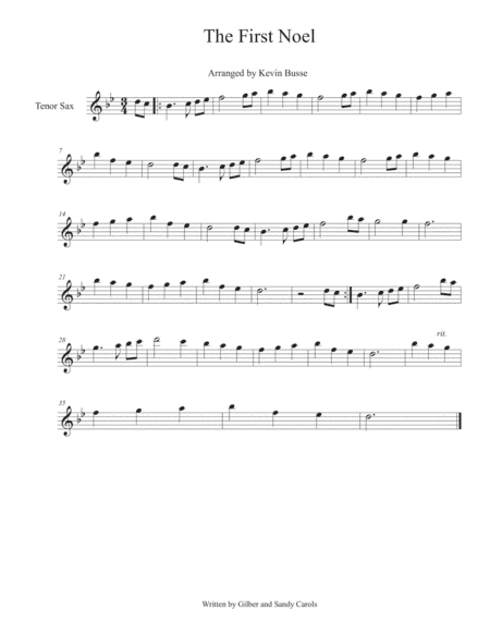 The First Noel - Tenor Sax (arr. Kevin Busse)