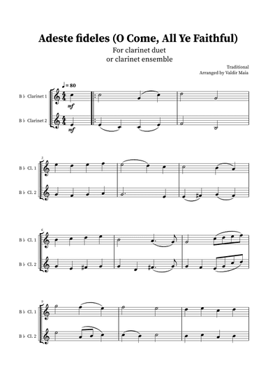 O Come, All Ye Faithful (Adeste Fideles) - Clarinet Duo (arr. Valdir Maia)