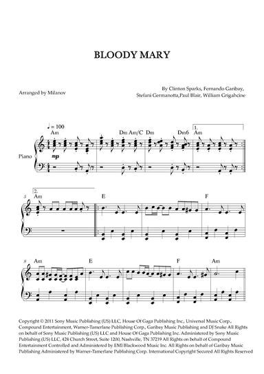 Bloody Mary (arr. Milanov)