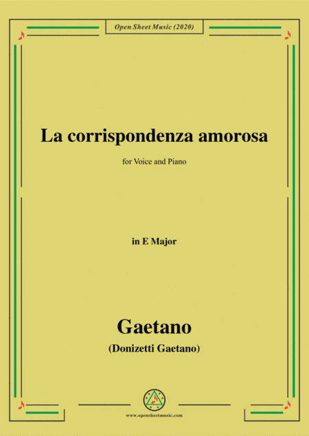 Donizetti-La corrispondenza amorosa,in E Major,for Voice and Piano (arr. MSM)
