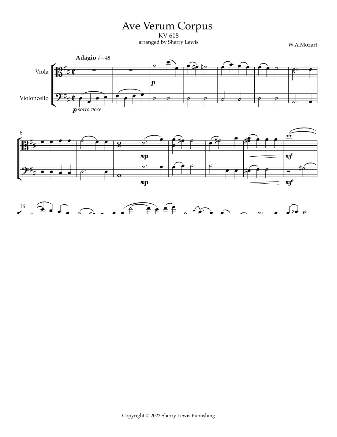 Ave Verum Corpus KV 618 (arr. Sherry Lewis)