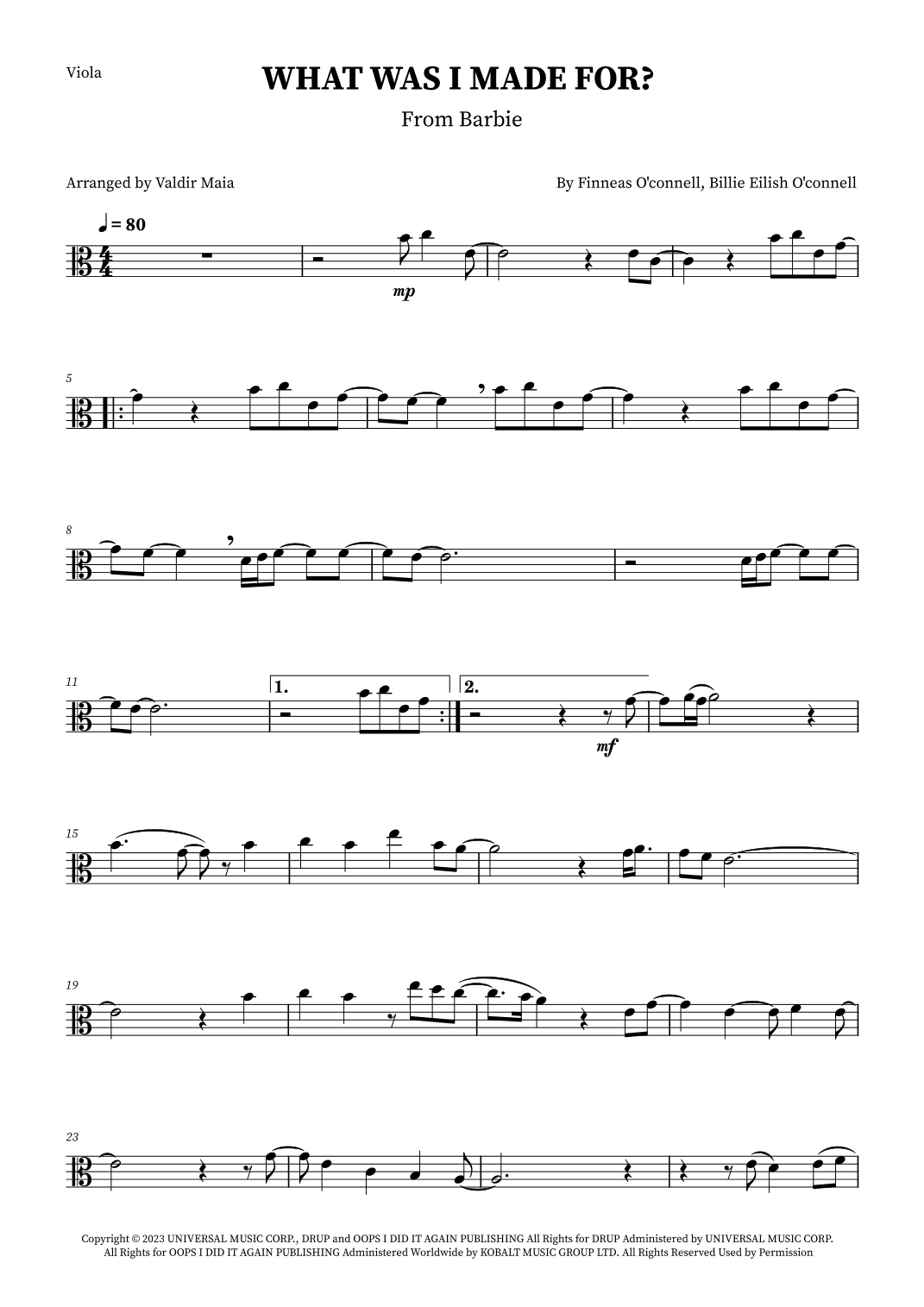 What Was I Made For? (arr. Valdir Maia)