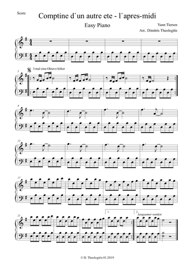 Comptine D'un Autre Été: L'après-midi (arr. Dimitris Theologitis (electricOdysseas.com))