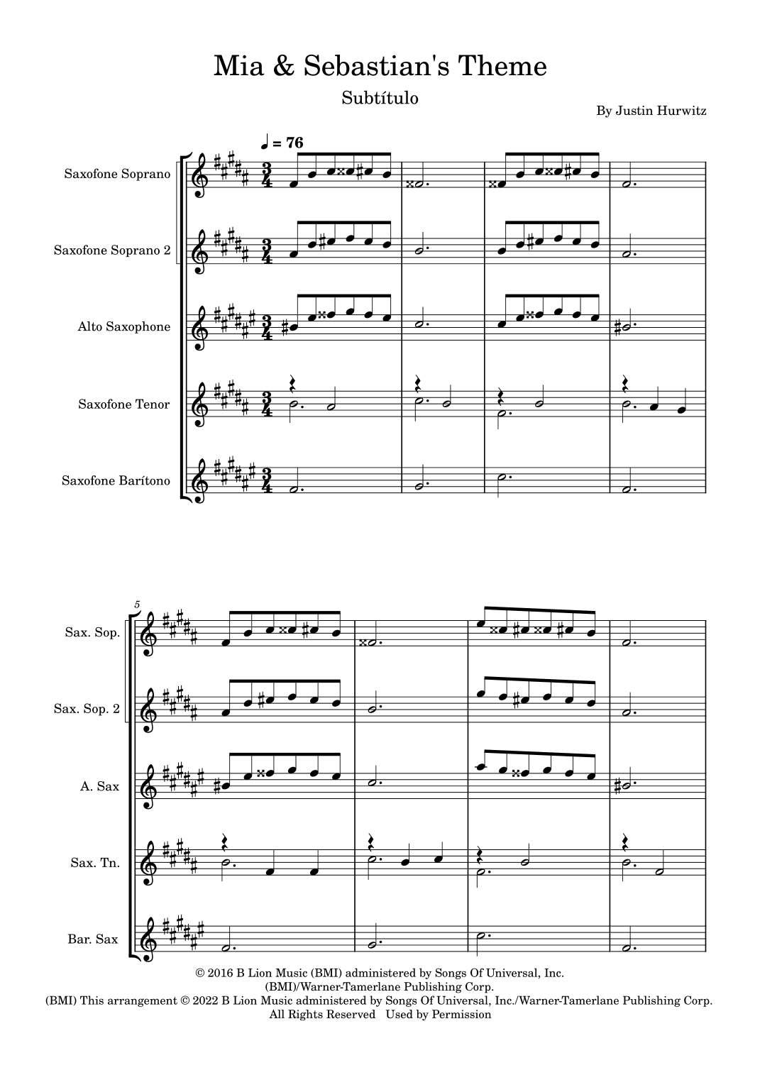 Mia & Sebastian's Theme (arr. Fernanda Moura)