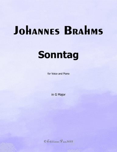 Sonntag, by Brahms, in G Major (arr. Editions Dao)