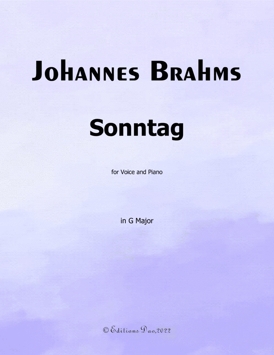 Sonntag, by Brahms, in G Major (arr. Editions Dao)