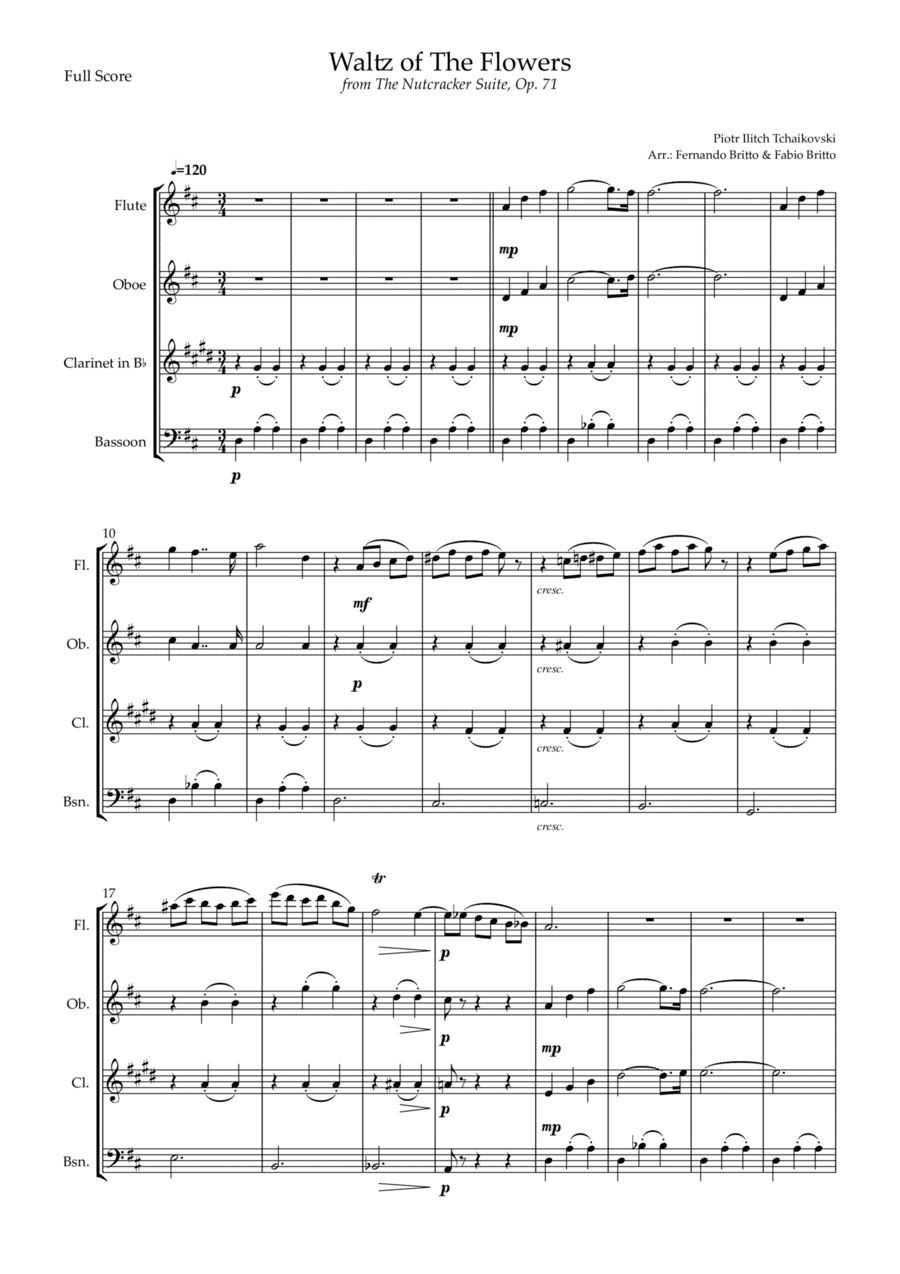 Waltz of The Flowers - from Nutcracker (P. I. Tchaikovsky) for Woodwind Quartet (arr. Fernando Britto, Fabio Britto)