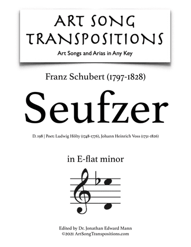 SCHUBERT: Seufzer, D. 198 (transposed to E-flat minor) (arr. ArtSongTranspositions.com)