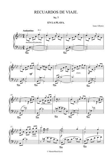 Isaac Albeniz -  En la Playa for piano solo (arr. MMS)