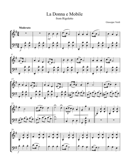 La Donna e Mobile, arr. for vln. & cello duet (arr. Marion Maby)