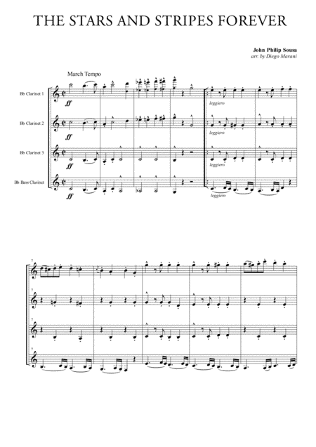 The Stars and Stripes Forever for Clarinet Quartet (arr. Diego Marani)