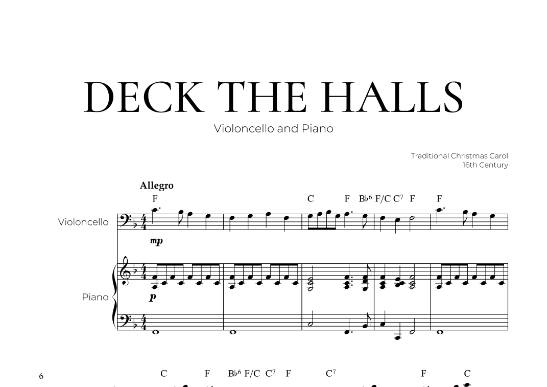 Deck The Halls (Violoncello and Piano) - Christmas Carol (arr. Pedro Merendi)
