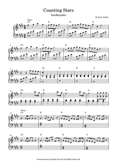 Counting Stars (arr. KeySheets)