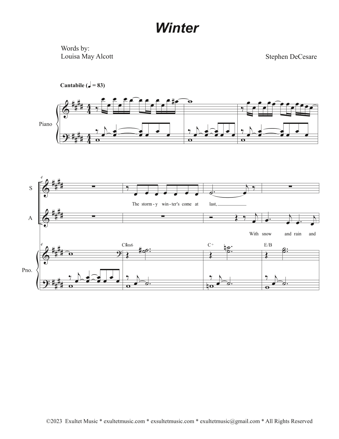 Winter (Vocal Quartet - (SATB)