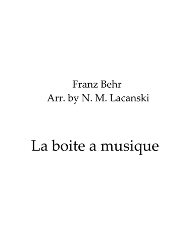 La boite a musique (arr. Nick M Lacanski)