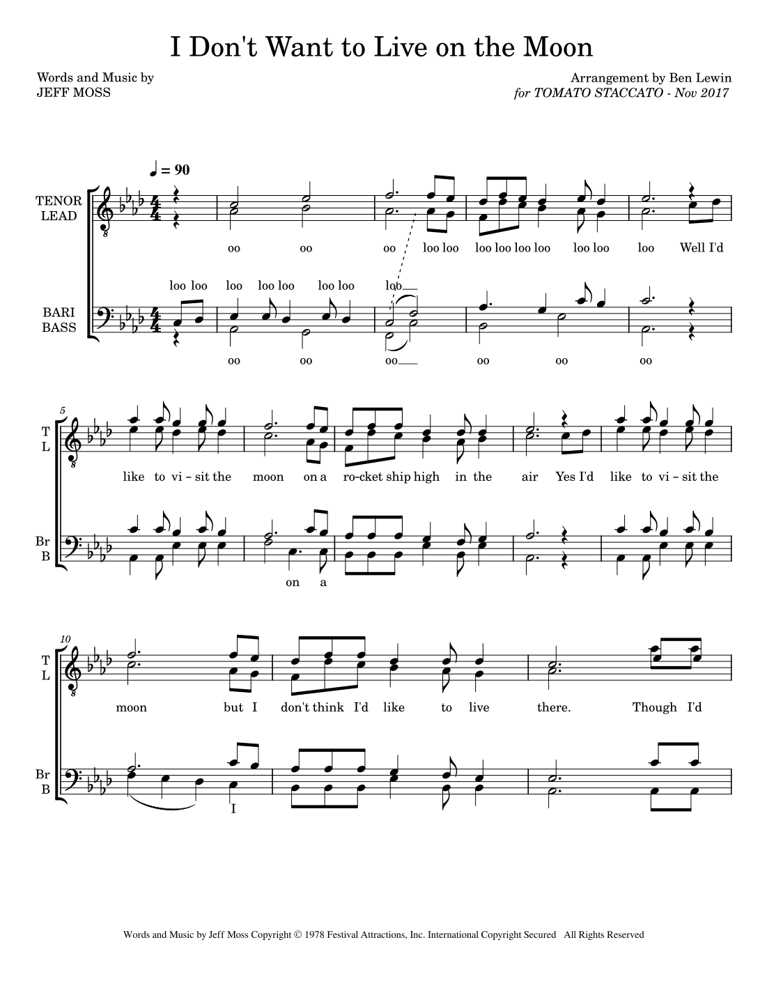 I Don't Want To Live On The Moon (arr. Ben Lewin)