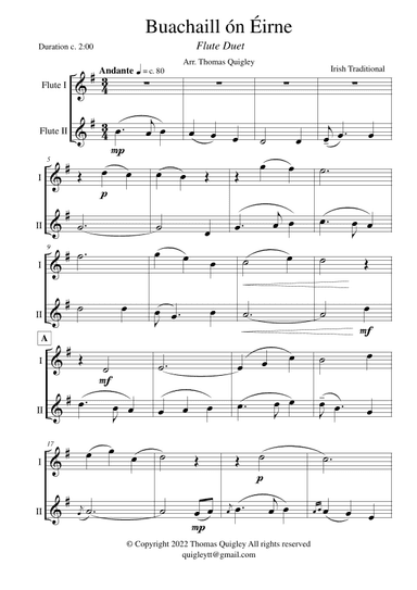 Buachaill ón Éirne (Flute Duet) (arr. Thomas Quigley)