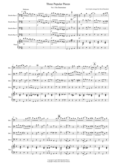 3 Popular Pieces for Double Bass  Quartet (arr. David Burndrett)