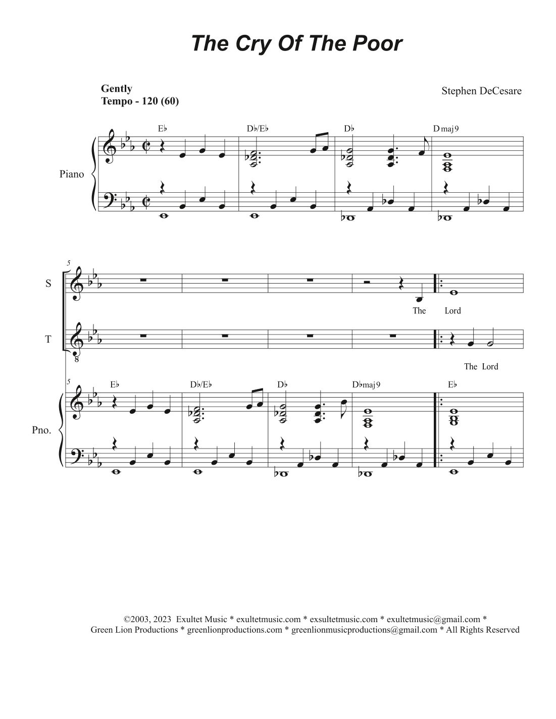 The Cry Of The Poor (Vocal Quartet - (SATB)