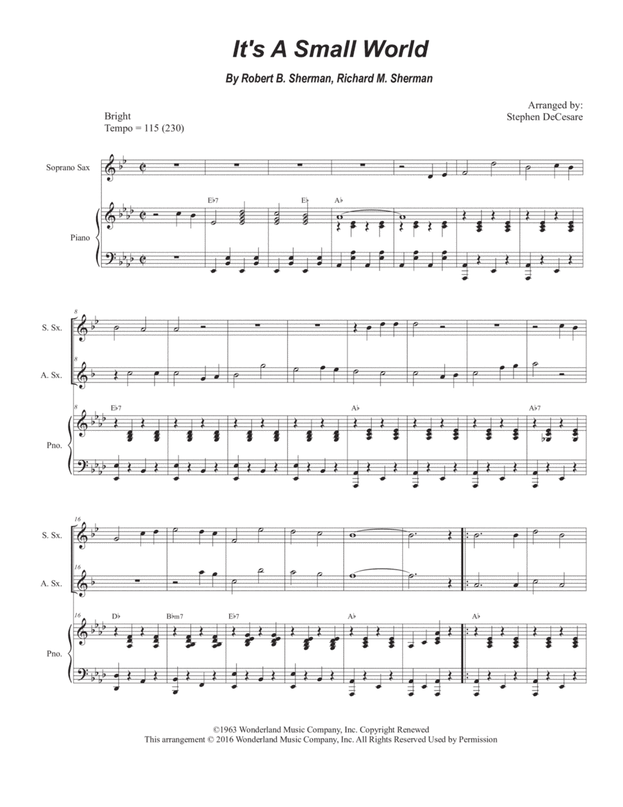 It's A Small World (arr. Stephen DeCesare)