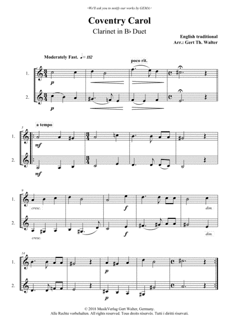 Coventry Carol (arr. Gert Th. Walter)