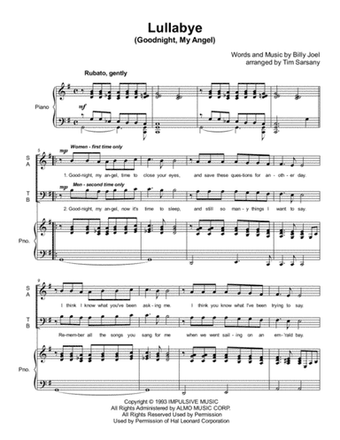 Lullabye (Goodnight, My Angel) (arr. Tim Sarsany)