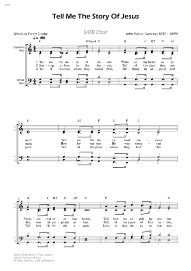 Tell Me The Story Of Jesus - SATB Choir -W/Chords (arr. César Madeira)