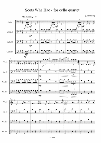 Scots Wha Hae arranged for cello quartet (arr. Karen McAulay)