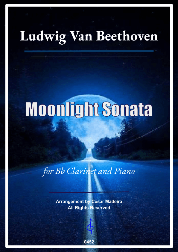Moonlight Sonata by Beethoven 1 mov. - Bb Clarinet and Piano (Full Score and Parts) (arr. César Madeira)