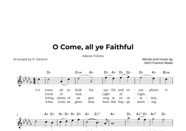 O Come, all ye Faithful - Adeste Fideles (Key of D-Flat Major) (arr. R. Salvario)